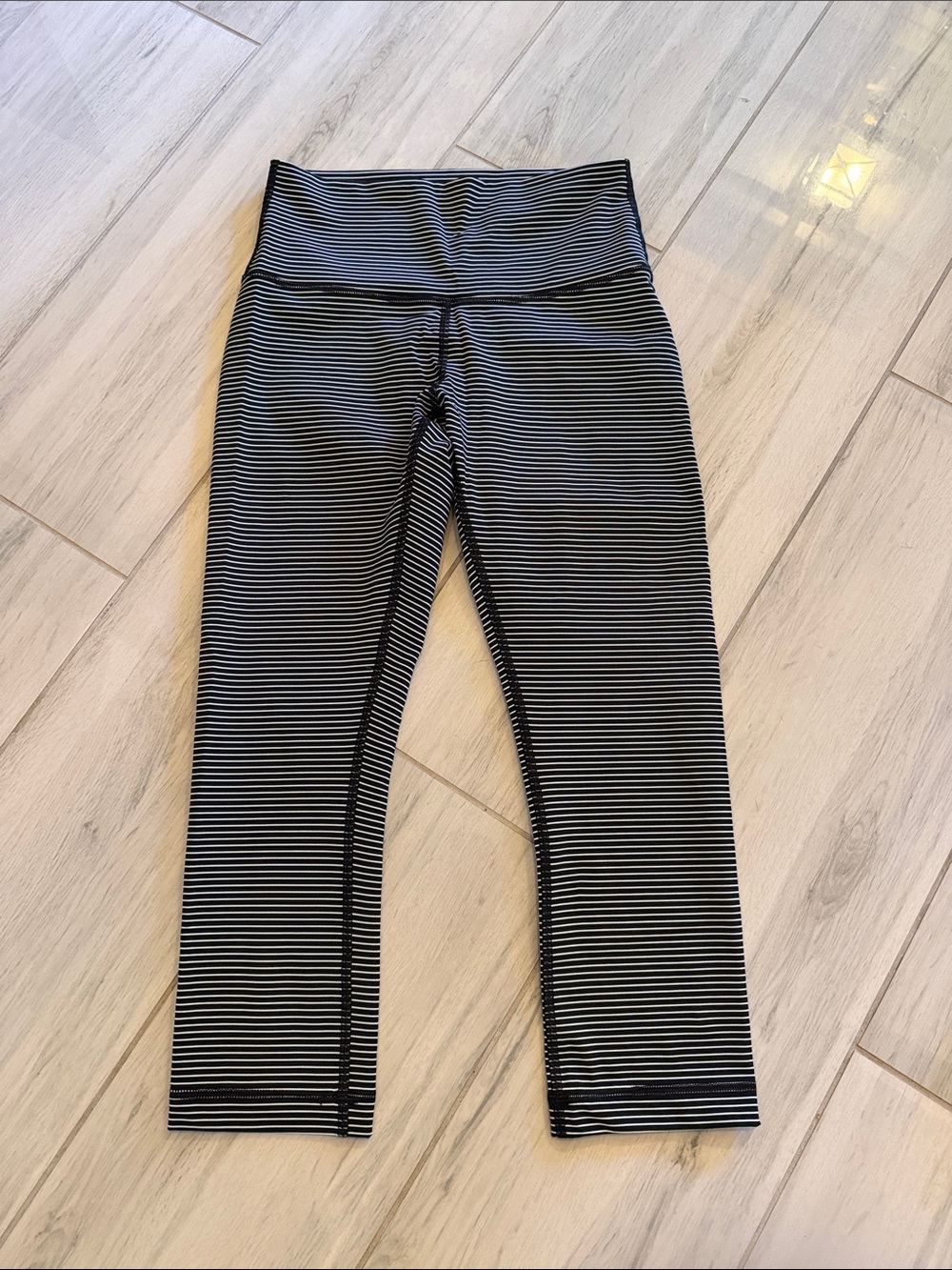 lululemon athletica Black and White Striped Capris